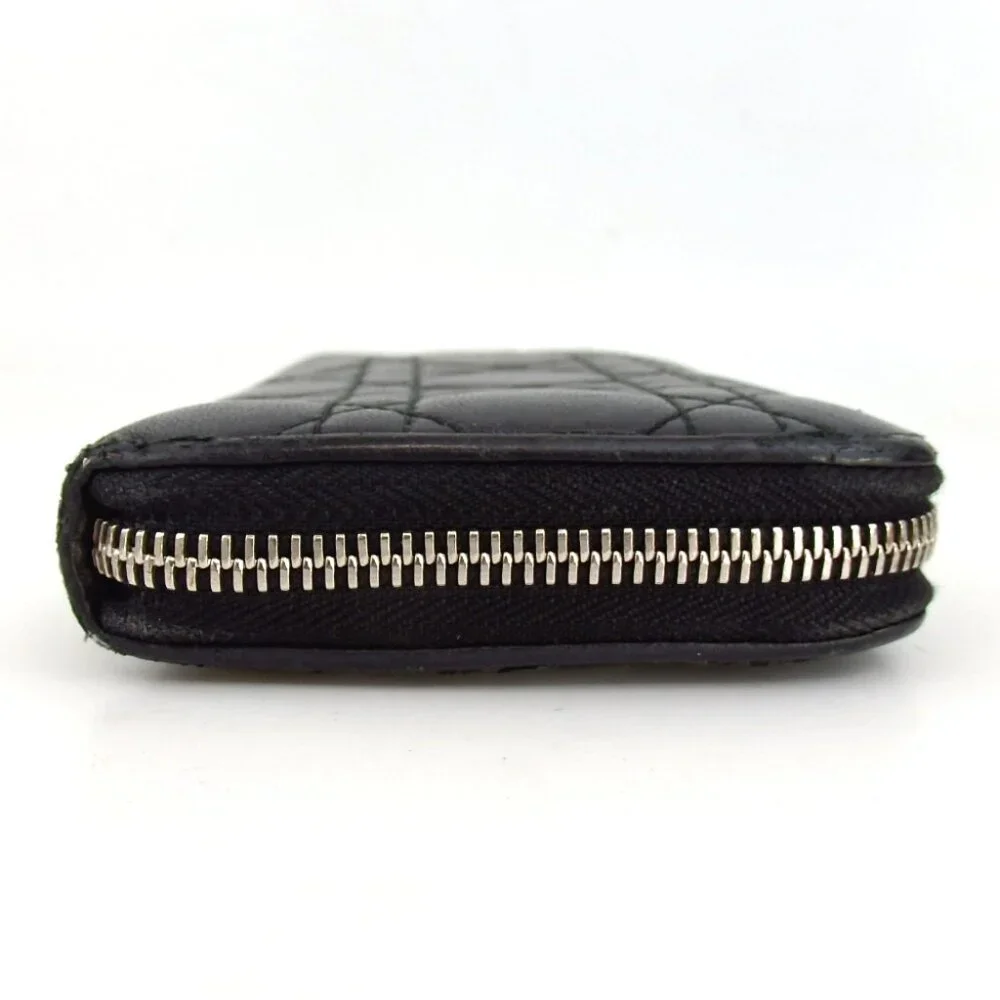 Authentic Christian Dior 25MA 1123 Lady Dior Cannage Stitch Zip Around purse
